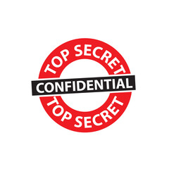 Top secret stamp shadow symbol, label sticker sign button, text banner vector illustration .