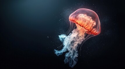 Elegant Jellyfish Swimming in Dark Water Display