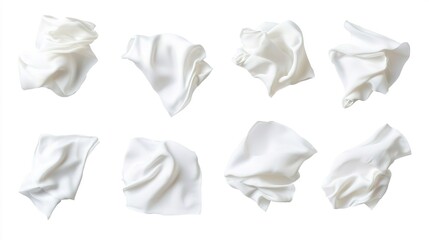 White Fabric Creases and Drapes on White Background for Design Use