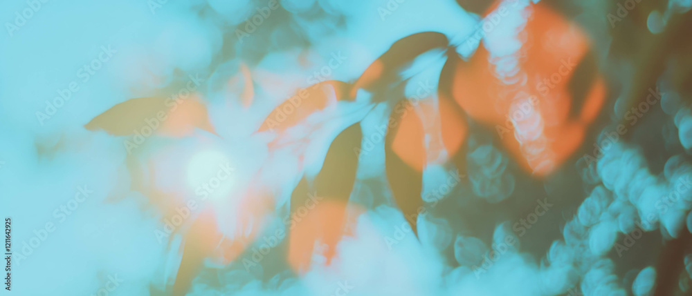 Aufkleber Dreamy blue gradient background with soft focus and light leaks creating an ethereal effect