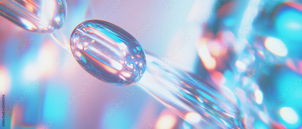Poster Dreamy blue gradient background with blurred light leaks creating a soft atmosphere