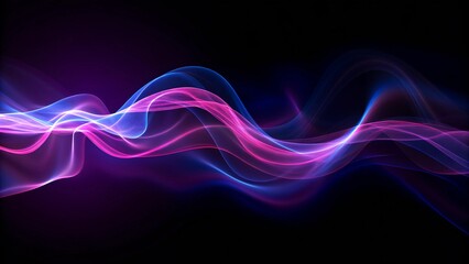 Big neon speaking sound sine wave background, abstract audio waveform visualization, glowing lines on dark, futuristic technology concept for music, signal, and digital sound design