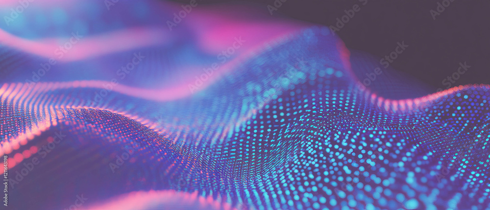 Poster Vibrant abstract gradient background with particles creating ethereal atmosphere and depth