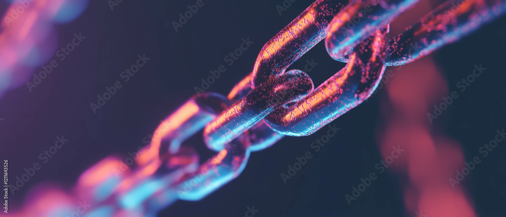 Aufkleber Exploring abstract blockchain connections with vibrant colors and digital depth