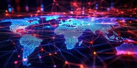 Obraz premium Represents advanced concepts in geography, cyber technology, and data transfer.