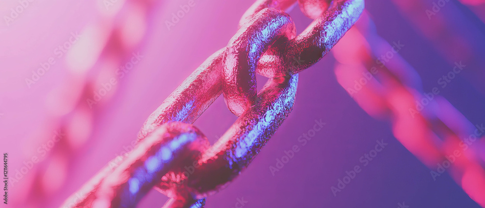 Poster Abstract visualizations depict blockchain technology with vibrant colors and interlinked chains