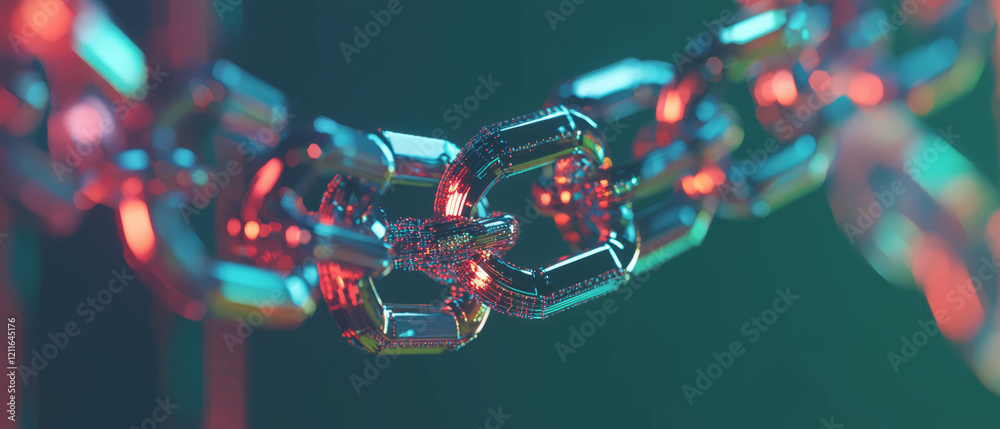 Poster Abstract background of blockchain blocks connecting in a digital space environment for business use