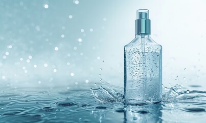 Dramatic Spray Perfume Bottle in Water Splashing