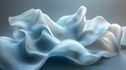 Obraz premium Abstract light blue fabric waves, flowing and elegant.