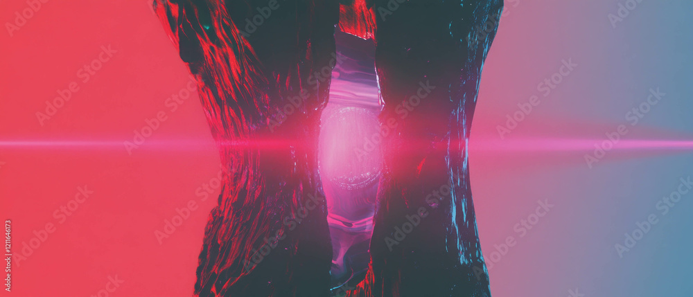 Poster Bright center contrasts with dark blockchain abstract background in digital design