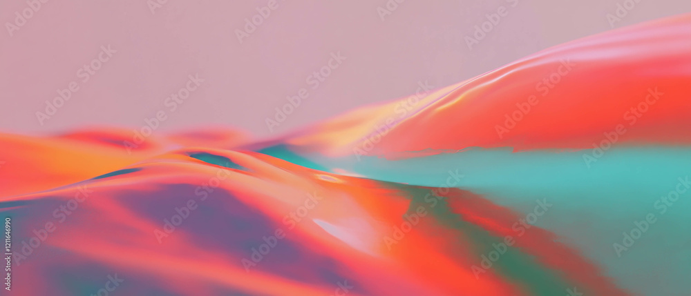 Poster digital waves create an abstract landscape showcasing the fusion of nature and technology