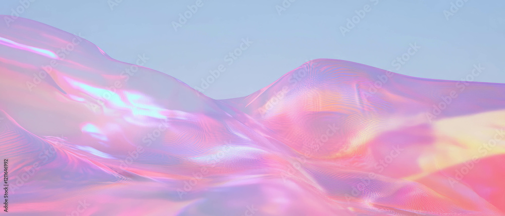 Poster digital waves create an abstract landscape merging nature and technology