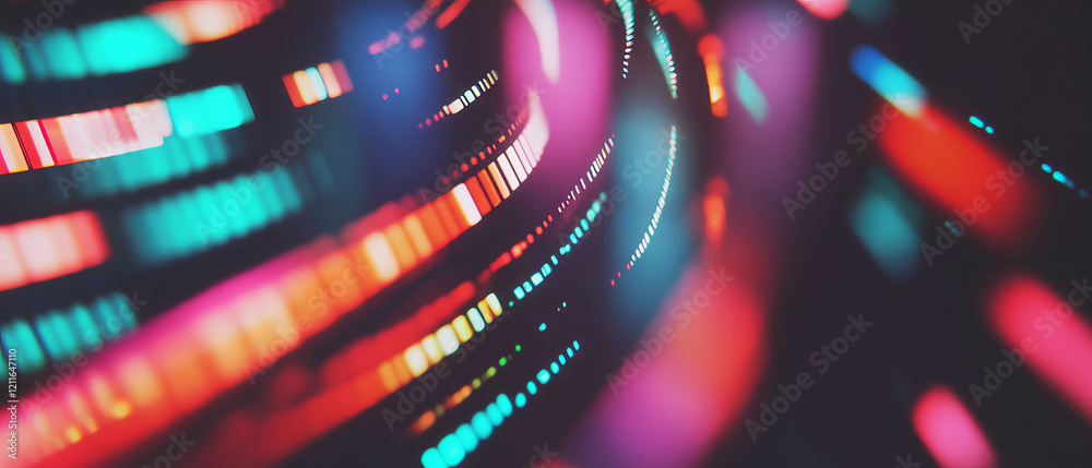 Aufkleber Exploration of abstract digital waves and data streams on a vibrant background