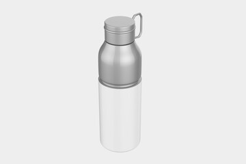 Clean blank Shiny stainless steel thermos tumbler isolated on white background. 3d illustration