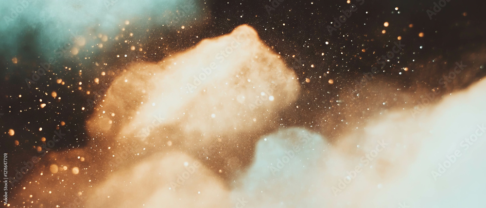 Poster Dust settles in an abstract background with realistic texture and aged appearance