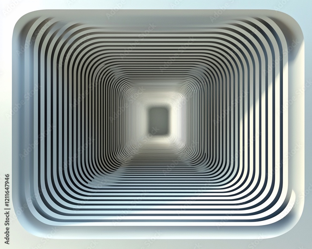 Poster abstract white square tunnel receding to vanishing point.