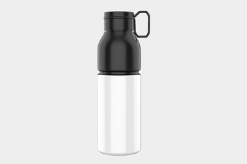 Clean blank Shiny stainless steel thermos tumbler isolated on white background. 3d illustration