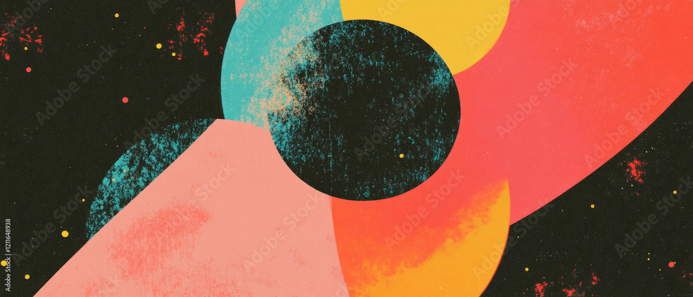 Poster exploring dusty textures in abstract minimalist shapes and modern art styles