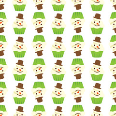 Cupcake Christmast Seamless Pattern