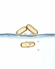 Scientific Experiment Floating Gel Capsules Captured in Clear Water Photography