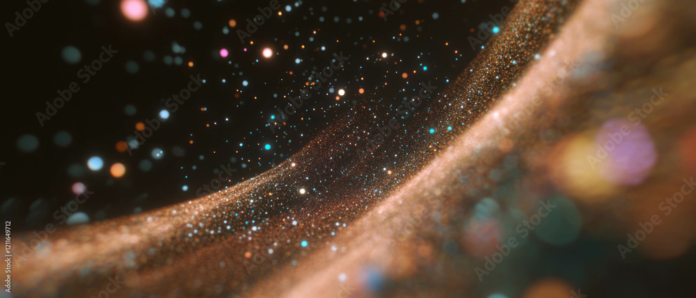 Poster Flowing digital particles create a captivating abstract background for data visualization