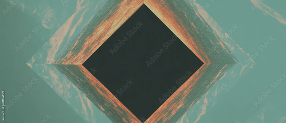 Poster striking geometric onyx shapes create an abstract background with an empty center
