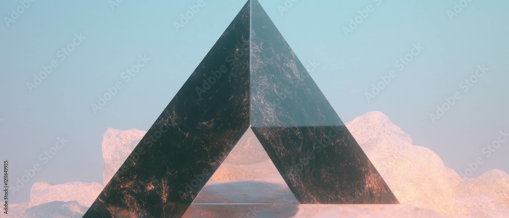 Poster Geometric onyx shapes create an abstract background with structured design elements