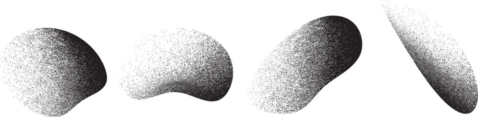 Sprayed black shapes composition .Graffiti art design . Noise textured shapes . Spray effect .Grunge texture .Art design forms.Distressed element .Rough roller paint shapes .Vector  