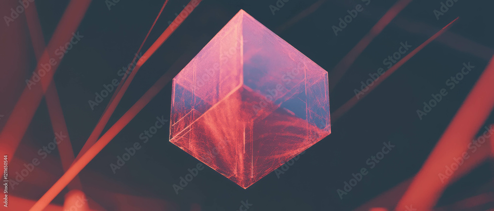 Fototapete hexagonal blockchain grid background with central geometric element