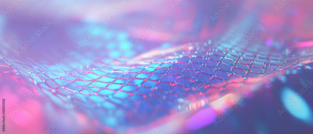 Aufkleber Dynamic interplay of hexagonal grids in vibrant digital networks