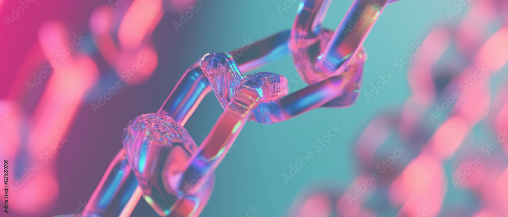 Aufkleber Holographic blockchain grid with digital banner creating an abstract environment