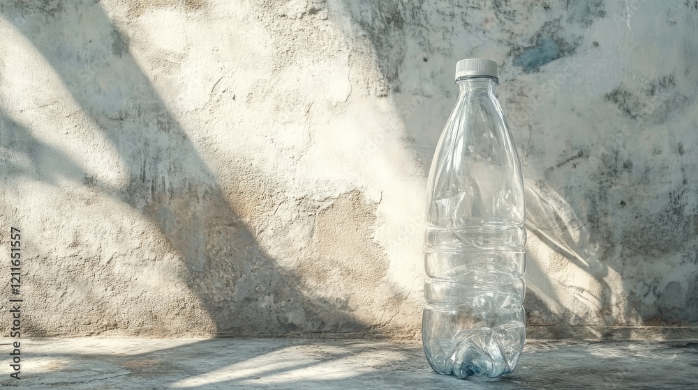 Poster a discarded transparent plastic bottle with a clear focus on recycling efforts to reduce environment