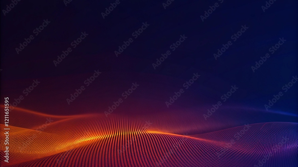 Aufkleber Dot red purple wave line light gradient dark background. Abstract technology big data digital background. 3d rendering, futuristic, dynamic, flow, particles, motion, visualization, design