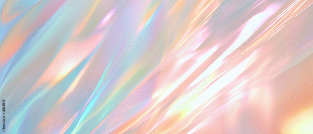 Poster holographic light rays create vibrant abstract background with spiritual elements