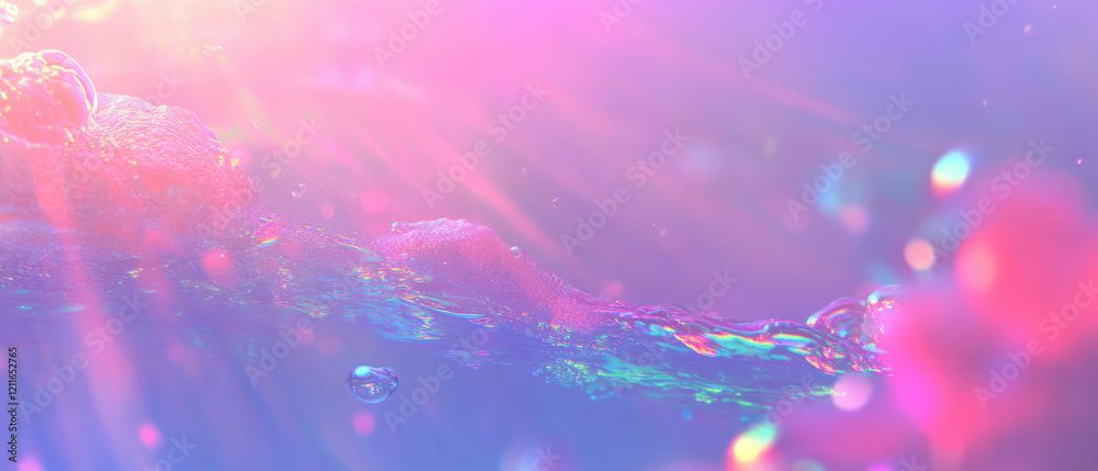 Poster holographic underwater background with calming hues and space for branding
