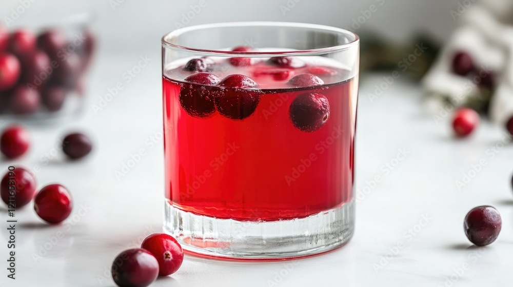 Poster a dynamic shot of cranberry syrup flowing into a glass, captured in the middle of its motion, on a m