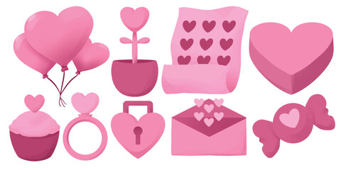 set of love collection element for design. cute and playful concept. sweethearts, romantic, couples, partner, young, and connected themes