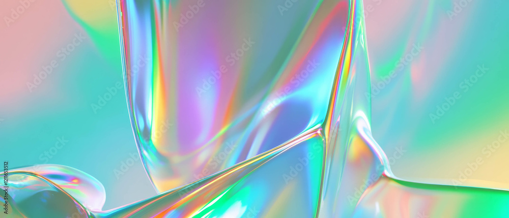 Aufkleber Bright holographic background with light refracting effect and empty center for creative use