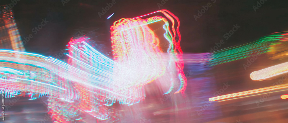 Poster bright light streaks create dynamic abstract visuals in vibrant colors