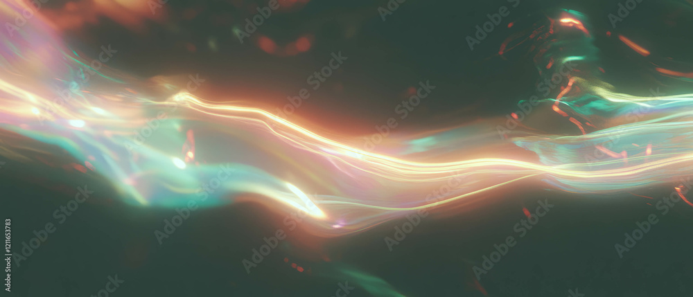 Poster Dynamic light streaks creating an abstract background with glowing trails