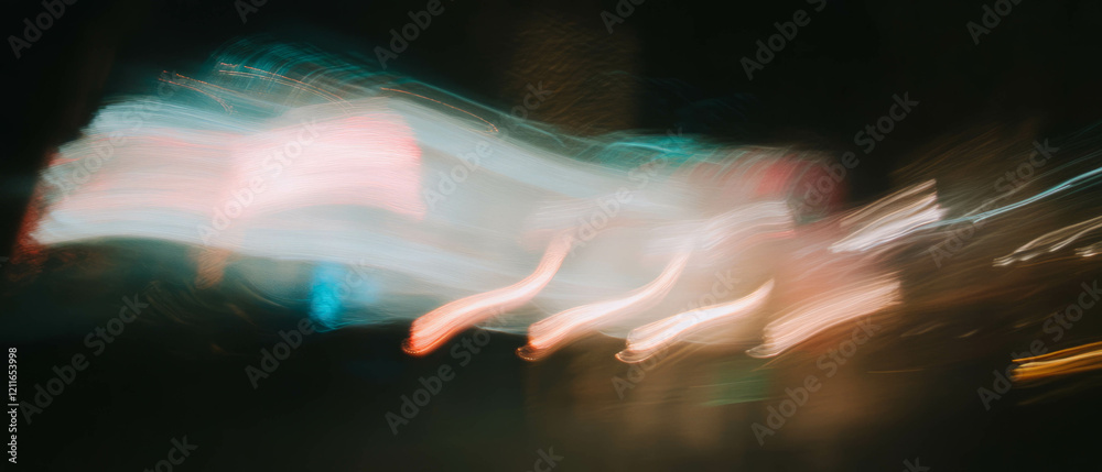 Aufkleber Light streaks create mesmerizing waves showcasing fluidity and rhythm in abstract art