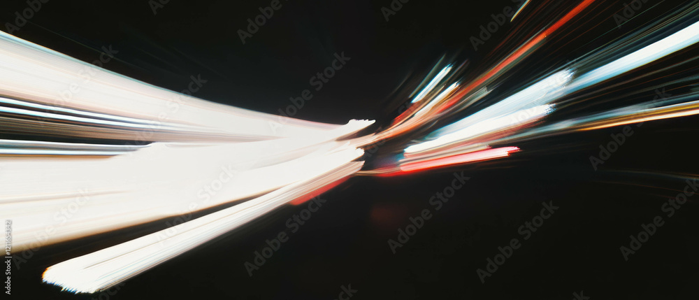 Poster Dynamic light streaks create an abstract background with a sense of motion and realism