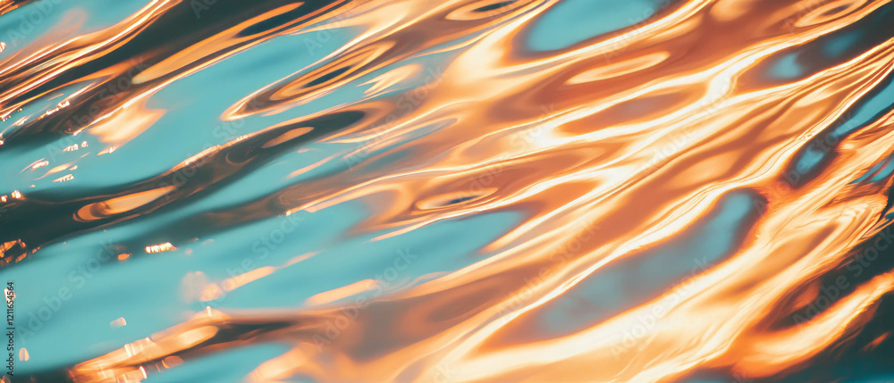 Aufkleber Light streaks reflecting on a metallic surface creating an abstract modern look