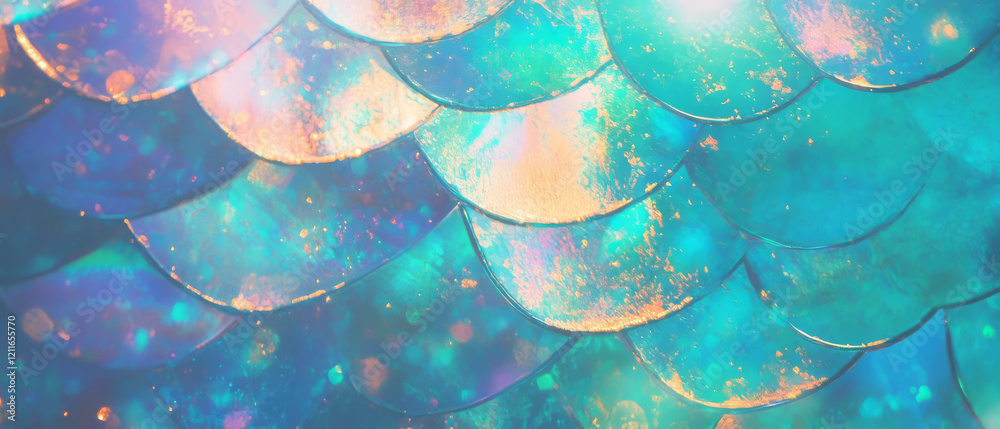 Poster mermaid scale texture with abstract design and central space for ocean-themed creativity