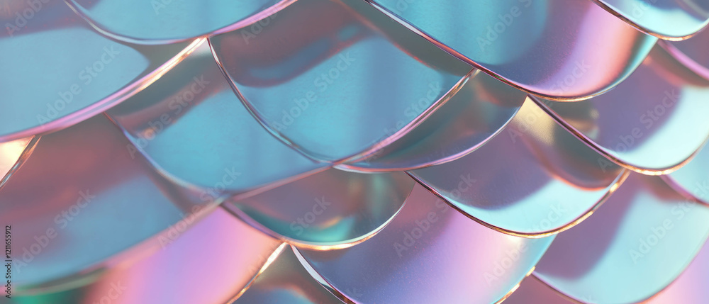 Poster metallic mermaid scales with futuristic banner and abstract background design elements