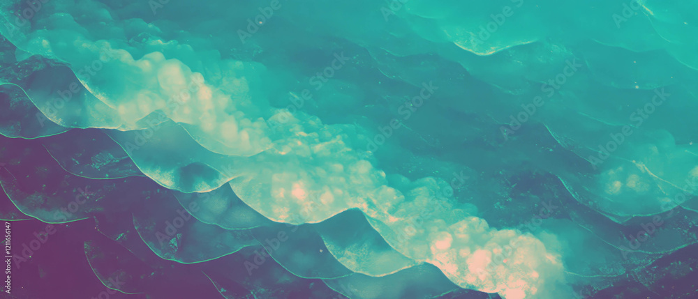 Poster Colorful ocean waves with shimmering mermaid scales create an enchanting abstract background