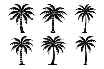 Palm tree vector logo icon silhouette set. Palm icon vector Beach surfing icon set