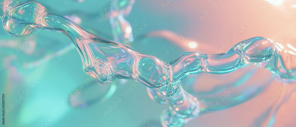 Poster Abstract organic blockchain flow with a clear central area and a natural banner effect