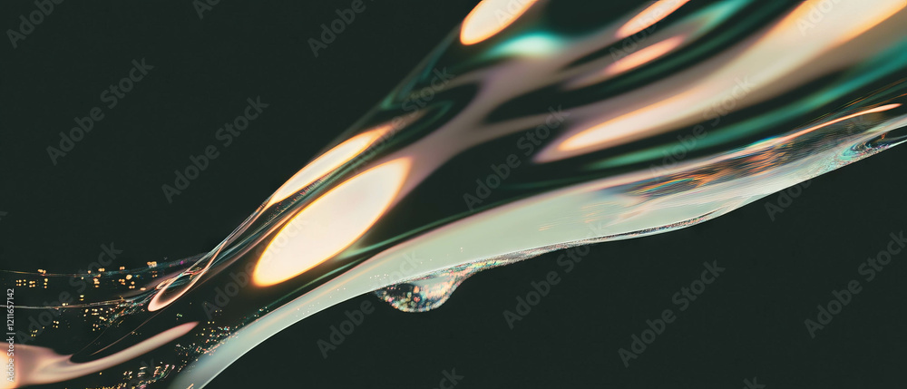 Aufkleber organic blockchain flow abstract design with a clear central area and natural elements