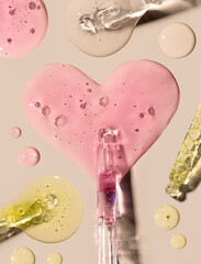 samples serum tests glass pipettes with drops of serum on a light beige background